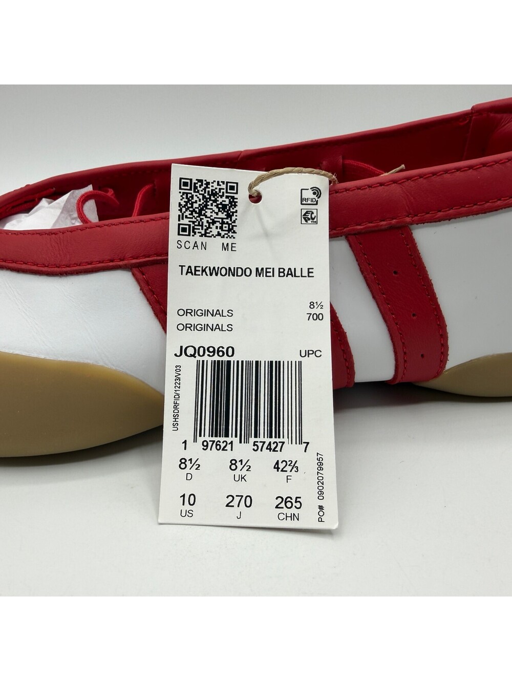 adidas Originals Taekwondo Mei Ballet White Red Women Size 10 JQ0960 NEW - Picture 6 of 13